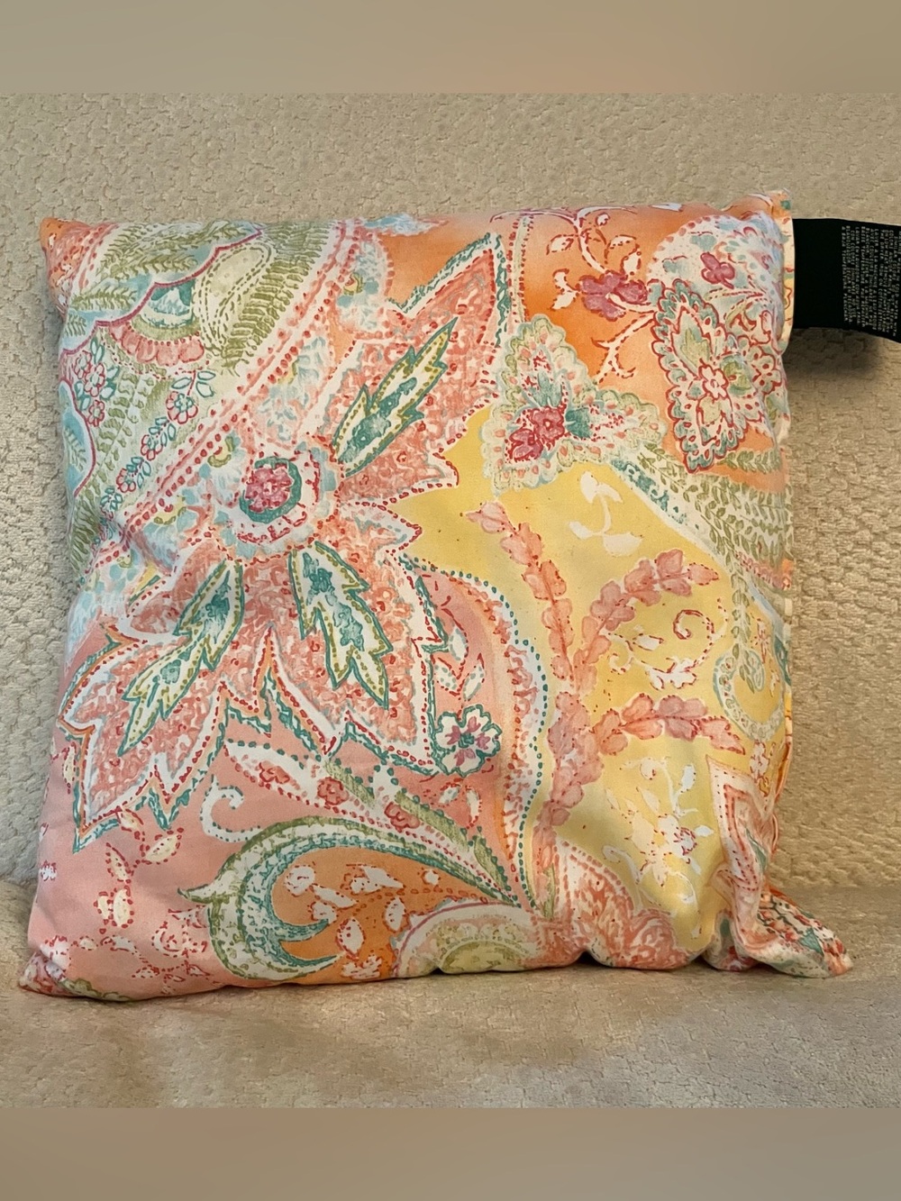 Lauren Ralph Lauren Paisley Pastel Throw Pillow Square Italian Cotton 14in